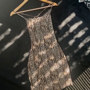 SHEIN cheetah print cross back mini dress